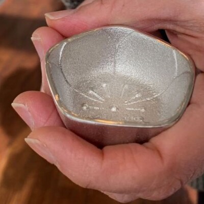 【高岡銅器】錫製　ぐい呑み　五角梅