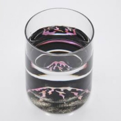 【高岡漆器】グラス　赤富士(貝入)黒