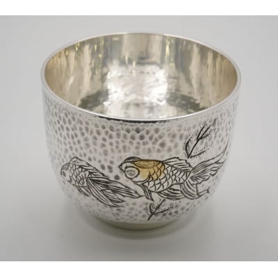 【高岡銅器】純銀ぐい呑み華　金魚
