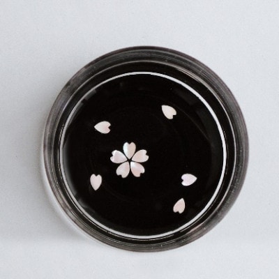 【高岡漆器】グラス　桜(貝入)黒