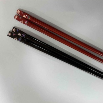 【高岡漆器】食器洗浄対応箸　さくら(黒・朱)木箱入り