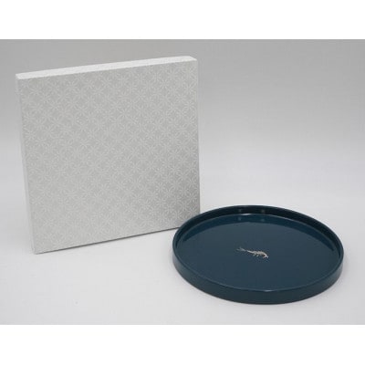 【高岡漆器】姫盆ホタルイカ貝入　群青