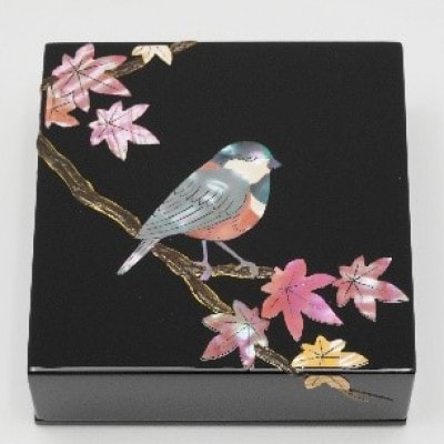 【高岡漆器】小物　やまがら紅葉貝入錆絵