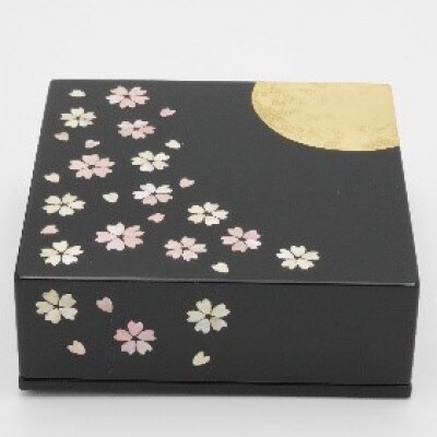 【高岡漆器】小箱　金箔月にさくら貝入