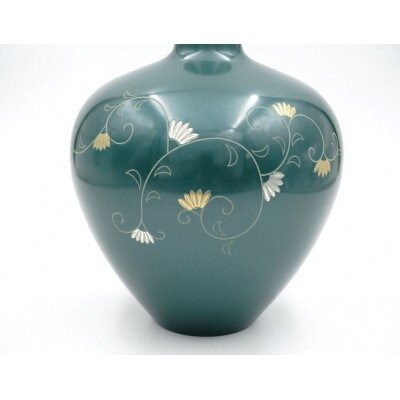 【高岡銅器】金銀唐草花瓶　7号