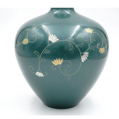 【高岡銅器】金銀唐草花瓶　7号