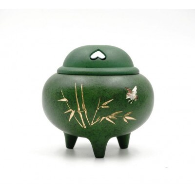 【高岡銅器】香炉　竹に雀