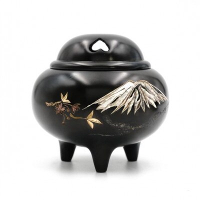 【高岡銅器】香炉　富士桜