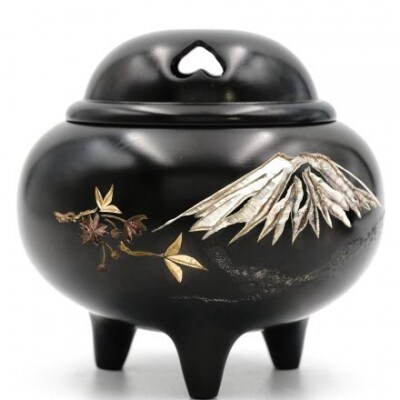 【高岡銅器】香炉　富士桜