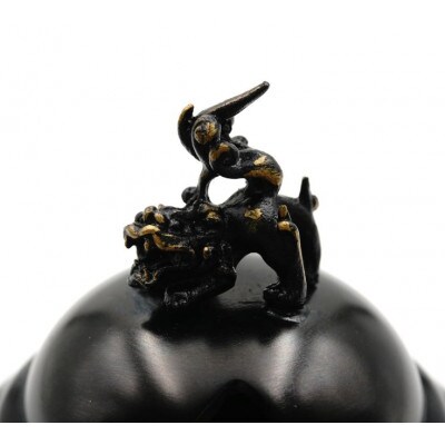 【高岡銅器】香炉　富士に松　獅子蓋