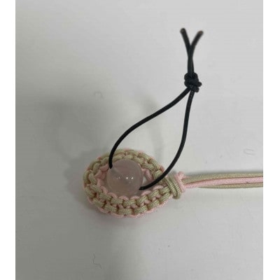 【高岡銅器】オトノスイッチ組紐座付　漆黒　ローズクオーツ