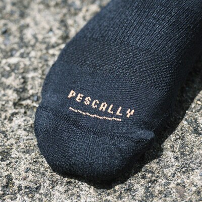 【日本製】漁師も認めた和紙靴下(ペスカリー)ハイソックス丈　ブラック　23～25cm