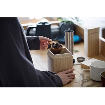 COFFEE STOCKER(コーヒーストッカー) 200g用 総国産桐使用 天然蜜蝋仕上げ