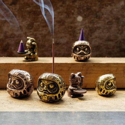 福香 -FUKKA-　招き猫/MANEKINEKO　ブロンズ　お香立て　