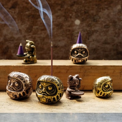 福香 -FUKKA-　招き猫/MANEKINEKO　ゴールド　お香立て　