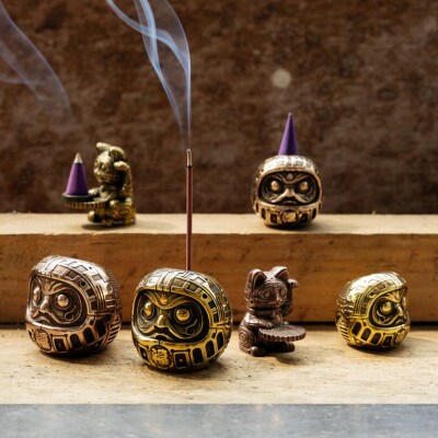 福香 -FUKKA-　達磨/DARUMA S　ブロンズ　お香立て