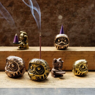 福香 -FUKKA-　達磨/DARUMA M　ブロンズ　お香たて