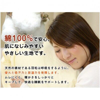 羽毛布団【SDL(セミダブルロング)】ハンガリー産ホワイトダックダウン85% キナリ無地