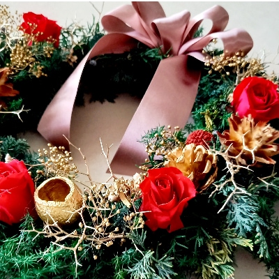 プリザーブドフラワークリスマスリース