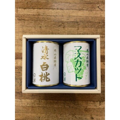 岡山特産　清水白桃とマスカット缶詰2缶セット