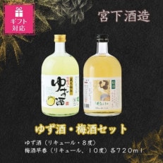 【ギフト包装対応】宮下酒造のゆず酒720ml・梅酒720mlセット