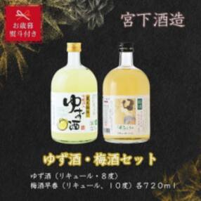 【お歳暮のし付き】宮下酒造のゆず酒720ml・梅酒720mlセット