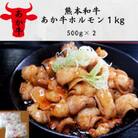熊本和牛あか牛ホルモン1kg(500g×2)(津奈木町)