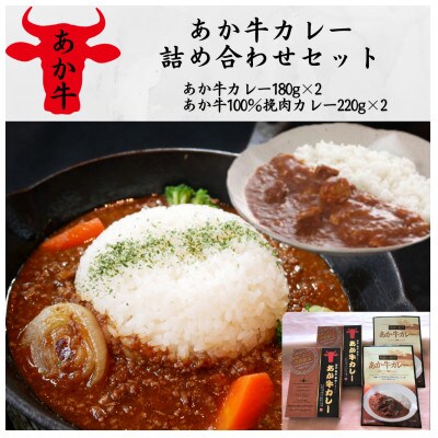 あか牛カレー詰め合わせセット(あか牛カレー180×2、あか牛100%挽肉カレー220g×2)津奈木町