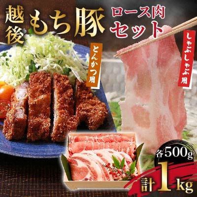 柔らかジューシー!越後もち豚ロース (しゃぶしゃぶ用500g・とんかつ用500g) 1kg