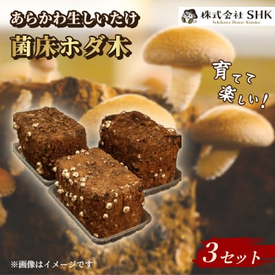 育てて楽しい!あらかわ生しいたけ菌床ホダ木 3セット