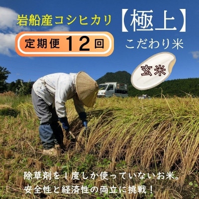 【毎月定期便】[極上]安心こだわり米 岩船産コシヒカリ 玄米6kg(3kg×2袋)[百姓屋]全12回