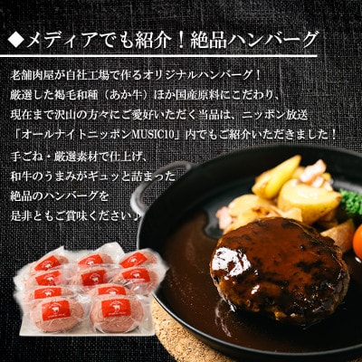 【矢野畜産】創業70年以上!メディアでも紹介「熊本産あか牛使用・手ごね生ハンバーグ」150g×10個
