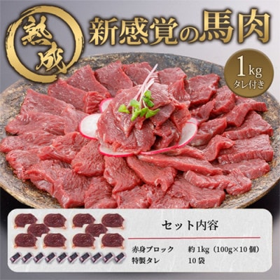 馬肉 赤身 約1000g 1kg 専用たれ付き (熊本県小国町)