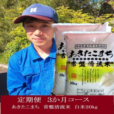 《定期便3ヶ月》【白米】秋田県産 あきたこまち 20kg×3回[No.5335-0058]