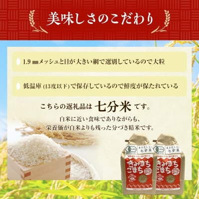 《定期便3ヶ月》【七分米】JAS有機米 きみまちこまち 4kg[No.5335-0293]