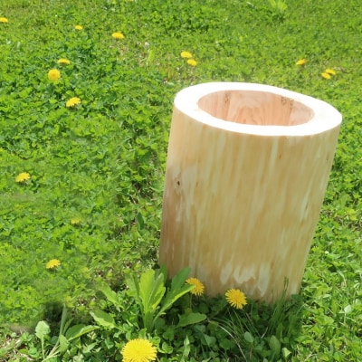 秋田杉の丸太プランター「生え杉くん(はえすぎくん)」縦長タイプ[No.5335-0256]