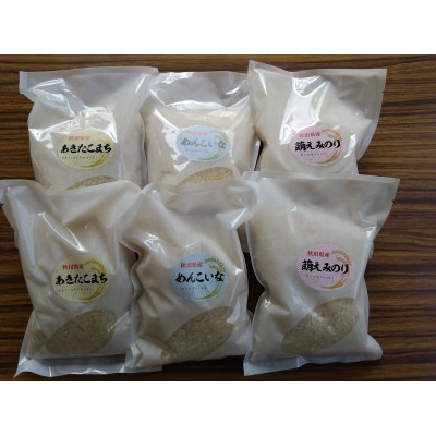 秋田県産 お米 3品種 食べ比べセット 各2合×2個[No.5335-0073]秋田県産 お米 3品