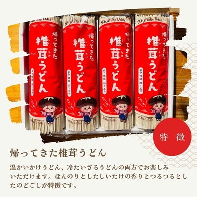 うどん 帰ってきた椎茸うどん 200g(約2人前)×8束 なべや製麺[No.5335-1383]
