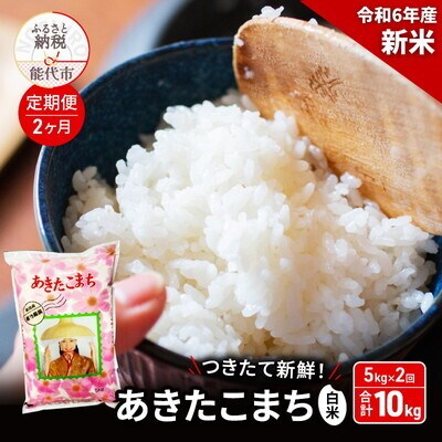 《定期便2ヶ月》白米 つきたて新鮮!秋田県産 あきたこまち 5kg×2回[No.5335-0682]