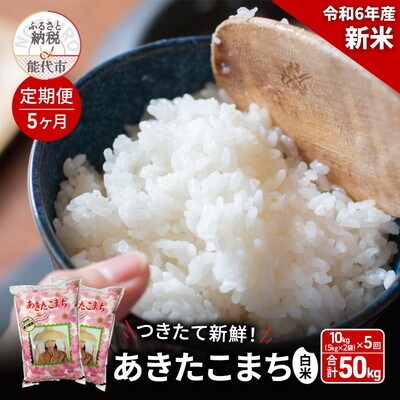 《定期便5ヶ月》白米 つきたて!秋田県産 あきたこまち 10kg×5回[No.5335-0981]