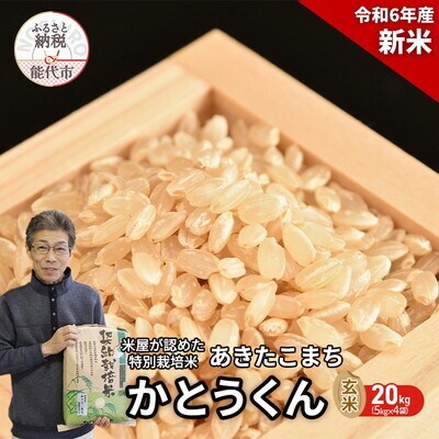 玄米 特別栽培 あきたこまち20kg[No.5335-0965] | 秋田県能代市