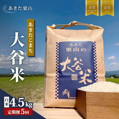 定期便5ヶ月 令和7年産 精米 あきたこまち 大谷米 4.5kg×5回 [No.5335-1731]