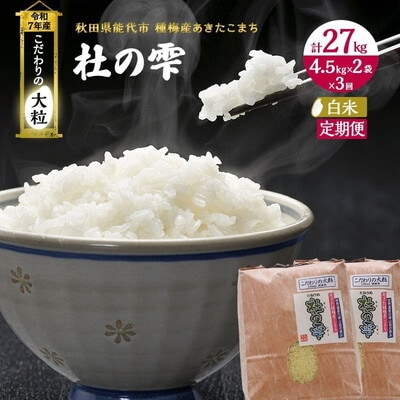 定期便3ヶ月 精米 あきたこまち 杜の雫 9kg 3回[No.5335-0482]