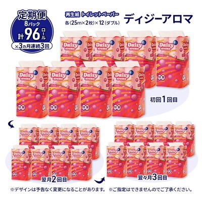 3ヵ月定期便 トイレットペーパー 香り付き ダブル 96個×3回  [No.5335-1830]