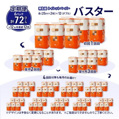 12ヵ月定期便 トイレットペーパー ダブル 72個×12回  [No.5335-1851]