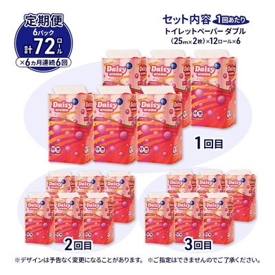 6ヵ月定期便 トイレットペーパー 香り付き ダブル 72個×6回  [No.5335-1885]
