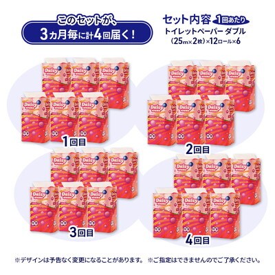 3ヵ月毎計4回定期便 トイレットペーパー ダブル 72個×4回 [No.5335-1892]