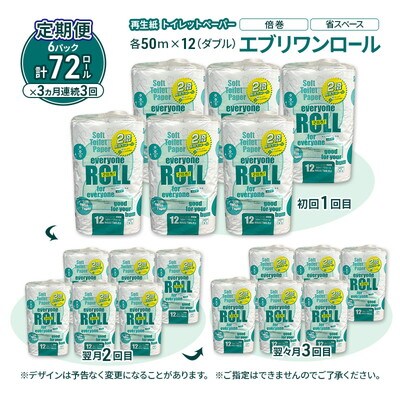 3ヵ月定期便 トイレットペーパー 2倍巻 72個×3回 ダブル [No.5335-1911]