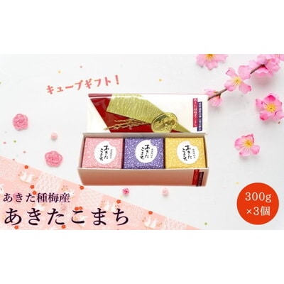 白米 あきたこまち 『300gキューブ』 ギフトセット 300g×3個[No.5335-0204]