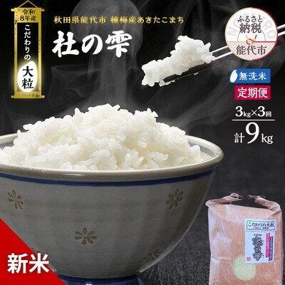 新米 令和8年産 定期便 無洗米 秋田県産 あきたこまち 3kg 全3回[No.5409-0042]